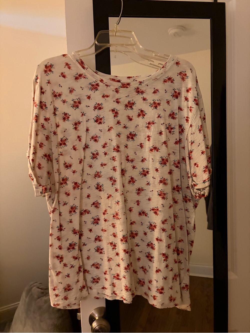 torrid White Tee with Red & Teal Floral Print